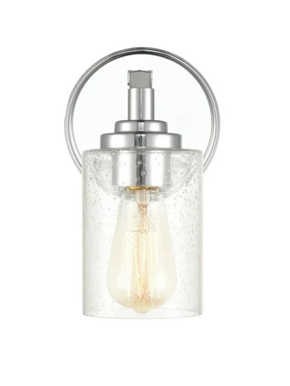 Clear Seeded Glass and Chrome Wall Sconce Light